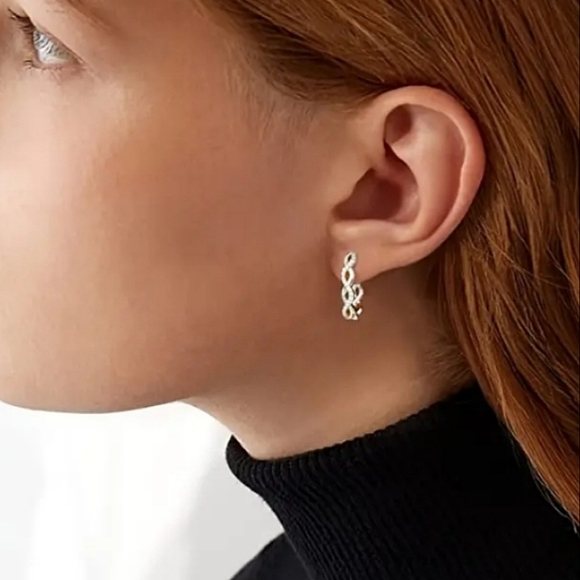 S925 Infinity Knot Hoop Earrings - Picture 3 of 4